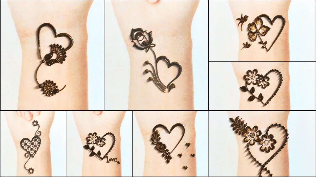 💓 YouTube's Best Heart shaped Mehndi Tattoo Designs 💓 Cute Tattoos for  Girls 💓 DIY Creative ideas 🔥🔥 - YouTube