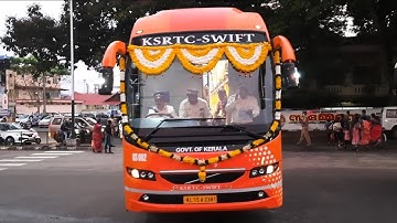 Ksrtc Swift Volvo B11R i-shift Sleeper Bus Gajaraj Mass Entry To Ksrtc Central Bus Stand Trivandrum🔥