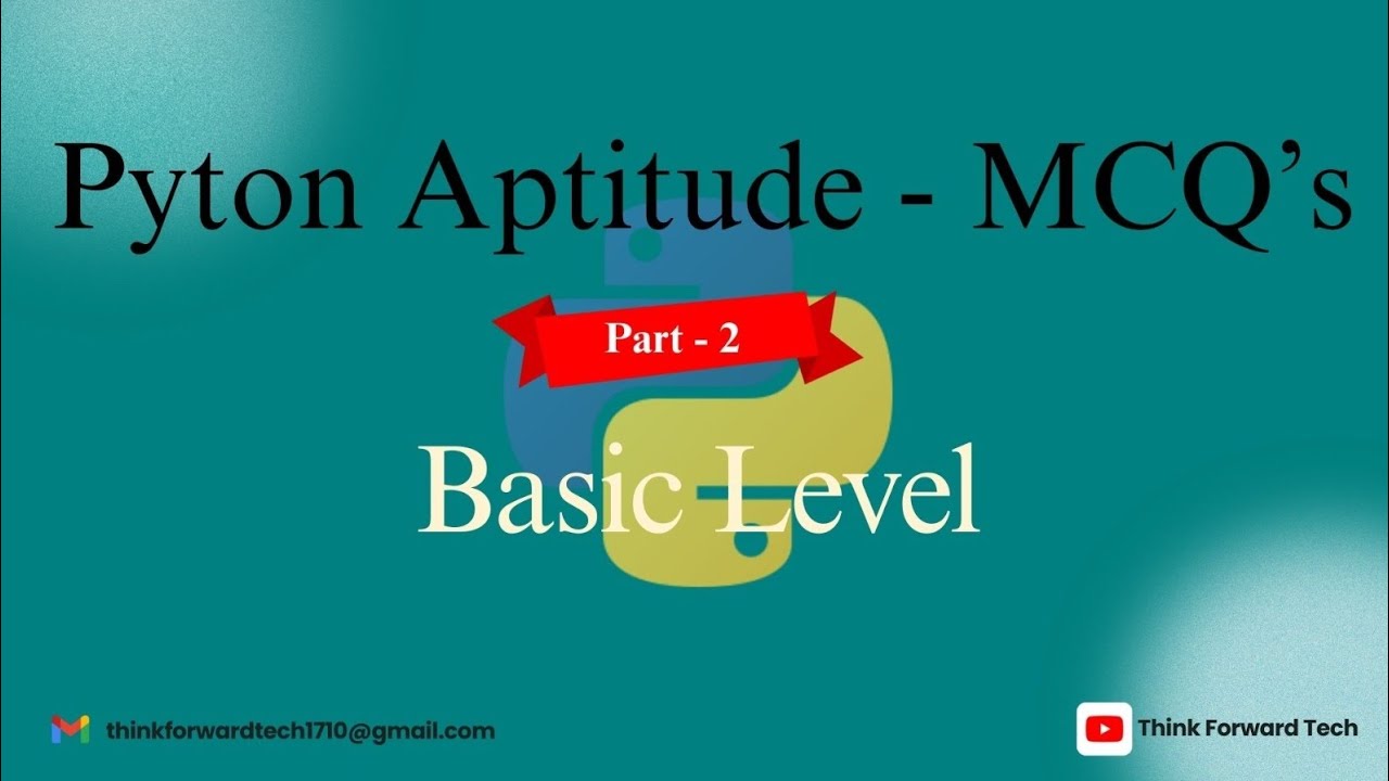 🚀 Python Aptitude Questions | Python MCQs for Beginners | Part - 2 👉🏽 ...