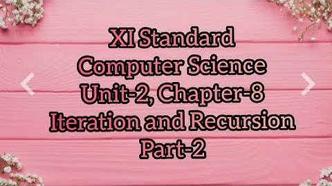Class 11 Computer Science Unit-2, Chapter-8 Iteration and Recursion (Part-2)