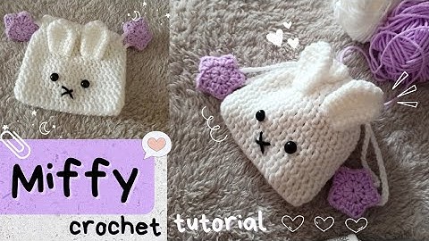 🌼 Miffy drawstring crochet pouch 🌼 #beginnerfriendly #crochetpouch #pikipiki