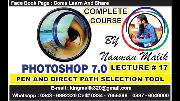 Adobe Photoshop 7.0 || Lecture 17 || Pen And Direct Path Selection Tool || UCC Computer College