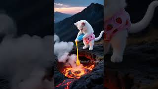 Volcano Erupts, Kitten Saves The City With Fluffy Hair