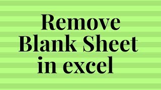 How to Remove blank sheet in excel? | Excel Software's screenshot 1