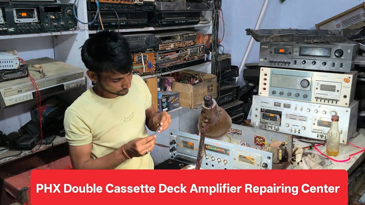 Amplifier Repairing Video PHX Double Cassette Recording Deck Repairing Service 