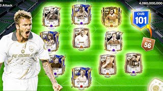 My Team Upgrade 54 To 101 OVR!! Full Legendary Icons Team!! Zidane, Beckham, R9!! FC Mobile