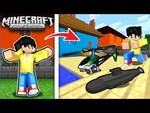 Totoong SUBMARINE na LARUAN at HELICOPTER sa UWU CITY sa Minecraft PE