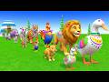 Long Slide Game With Cow Elephant Gorilla Hippopotamus Tiger 3d Animal Game Funny 3d AnimalsVideo