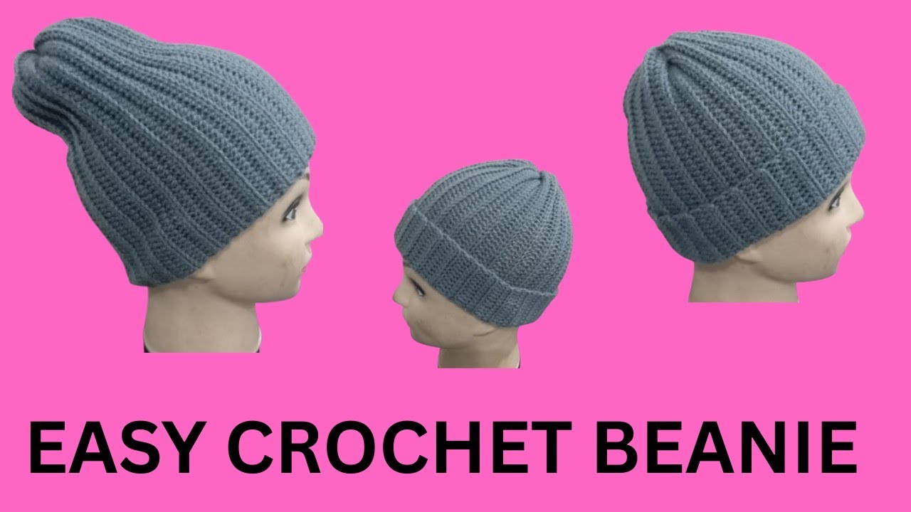 Easy Crochet Ribbed Beanie Tutorial for Beginners - YouTube
