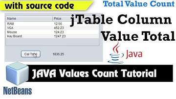 JAVA NetBeans jTable Row and Column Value Calculation get ( SUM )Tutorial