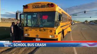School district: Everyone OK in bus crash with pickup truck