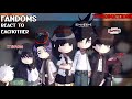 Fandoms react to eachother || jjk, pmmm, kny, tgfn, dn, whc, fnaf || By Himari | gacha club