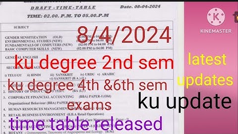 ku degree 2nd sem 4th sem 6th sem exams time table released 8/4/2024  kakatiya University exams 2024