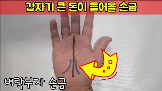 운명선과 영향선으로 알아보는 부자되는 손금. 1%의 손금. 벼락부자 손금