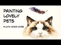 SUB) How to paint lovely pets | a Cat(Ragdoll) and a Feather