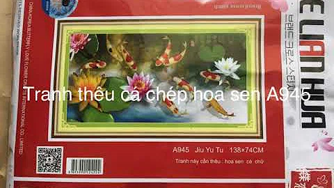 Tranh thêu cá chép hoa sen A945