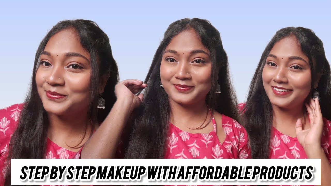 Step by step easy makeup with affordable products ✨️ 🎀#makeup #lipstick #makeuptutorial#makeuplook  