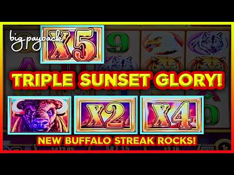 Triple Sunset → MASSIVE 40X MULTIPLIER on NEW Wonder 4 Buffalo - Buffalo Streak Slots!