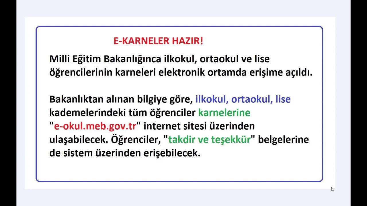 E-Okul'dan E-Karne,Taktir yada Teşekkür Belgeleri Nasıl ...