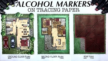 How To render FLOOR PLAN with Alcohol markers | ARCHITECTURAL RENDER | TOUCH FIVE