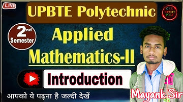 Applied Mathematics 2nd Introduction | Polytechnic 2nd Semester by Mayank Sir | ONE WAY POLY 