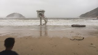 Live footage from shek o beach in hong kong during typhoon hato's
arrival the city.