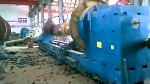 Giant Crankshaft Lathe Turning Operation
