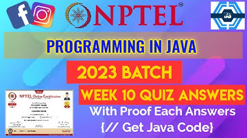Programming In Java | Week 10 Answers 2023 | NPTEL | SWAYAM