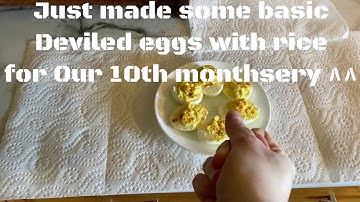 Deviled eggs in rice