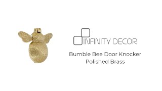 INFINITY DECOR - Bumble Bee Door Knocker Polished Brass | Door Knocker for Front Entry Door