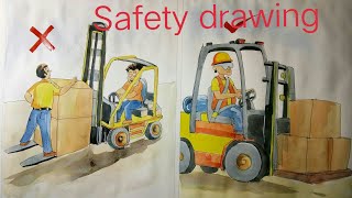 Safety drawing // water colour on paper // Save Drive Safe Life drawing //