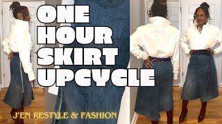 One Hour Upcycled skirt from One Pair of Denim Jeans | DIY Denim Skirt