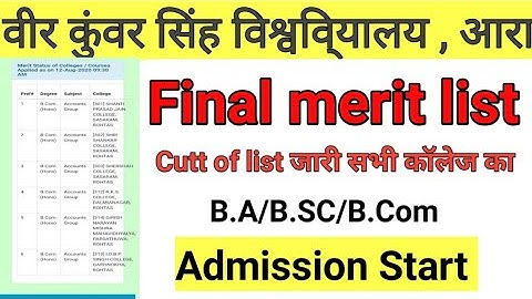 VKSU B.A/B.SC/B.Com Second Merit List 2020| VKSU Ara merit list 2020|VKSU merit list kab aagya 3