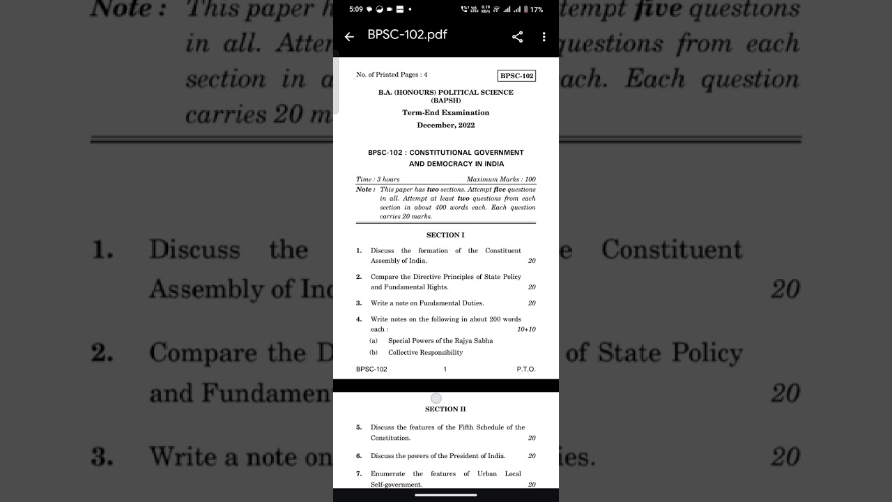 Previous year question Ignou BPSC 102 Guess Paper 2021,2022,2023,2024 Important questions BA ODL