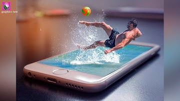 3D Water Splash On Mobile - Photoshop Photo Manipulation Tutorial - Photo Effect