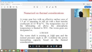 Thermal Considerations in Worm Gears
