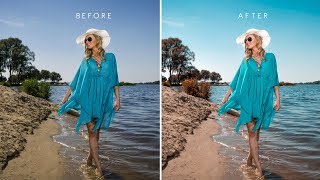 Apply Aqua Brown Color Scheme to Photos in Photoshop - Edit Summer Beach Photography w/ Free Preset