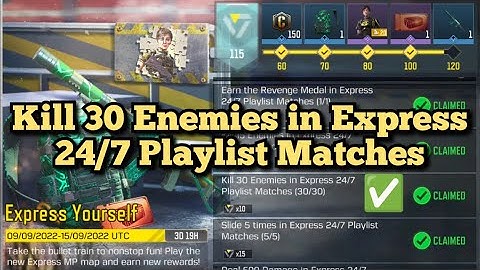 Call Of Duty Mobile Kill 30 Enemies in Express 24/7 Playlist Matches Task Complete