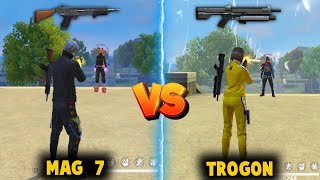 NEW TROGON GUN VS MAG - 7 DAMAGE ABILITY TEST | BEST SHOTGUN - GARENA FREE FIRE