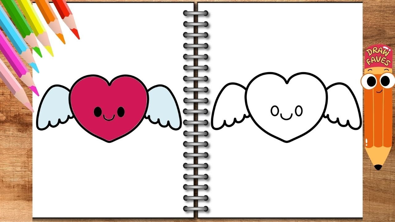 How to Draw a Cute Winged Heart | Learn to Drawing Easy | Step By Step ...