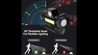 2 Packs Rechargeable Waterproof Headlamp