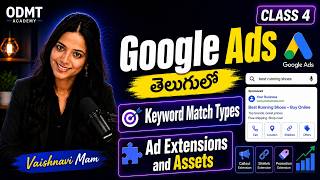 Google Ads Keyword Match Types in Telugu | Class 4 | Ad Extensions and Assets in Google Ads