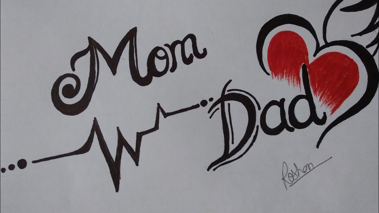 how to draw#👪 mom dad tatto design# mom dad easy drawing #momdad # ...