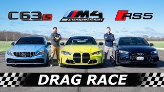 2021 BMW M4 Competition vs Audi RS5 vs Mercedes-AMG C63S  \/\/ DRAG \& ROLL RACE