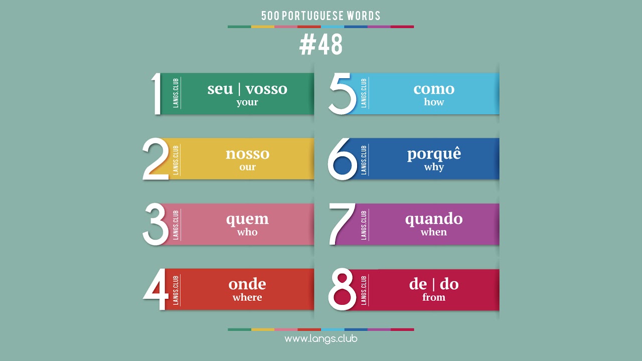 48 Portuguese language 500 basic words. Learn Portuguese on your