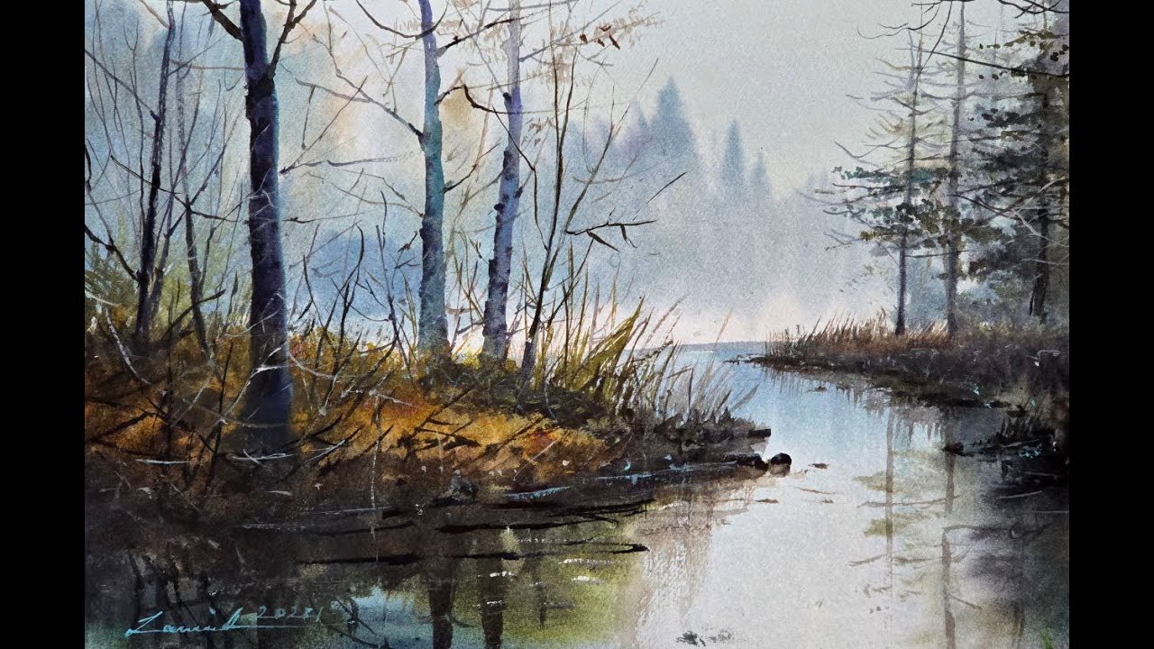 Watercolor painting tutorial : Depth and Light in Forest