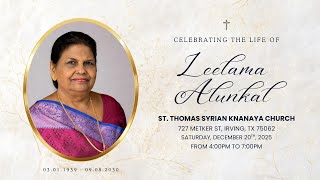 Leelama Alunkal  Wake Service  Dec 20th  400pm