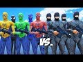 Spiderman green spiderman blue spiderman yellow spiderman black spiderman vs robocop army