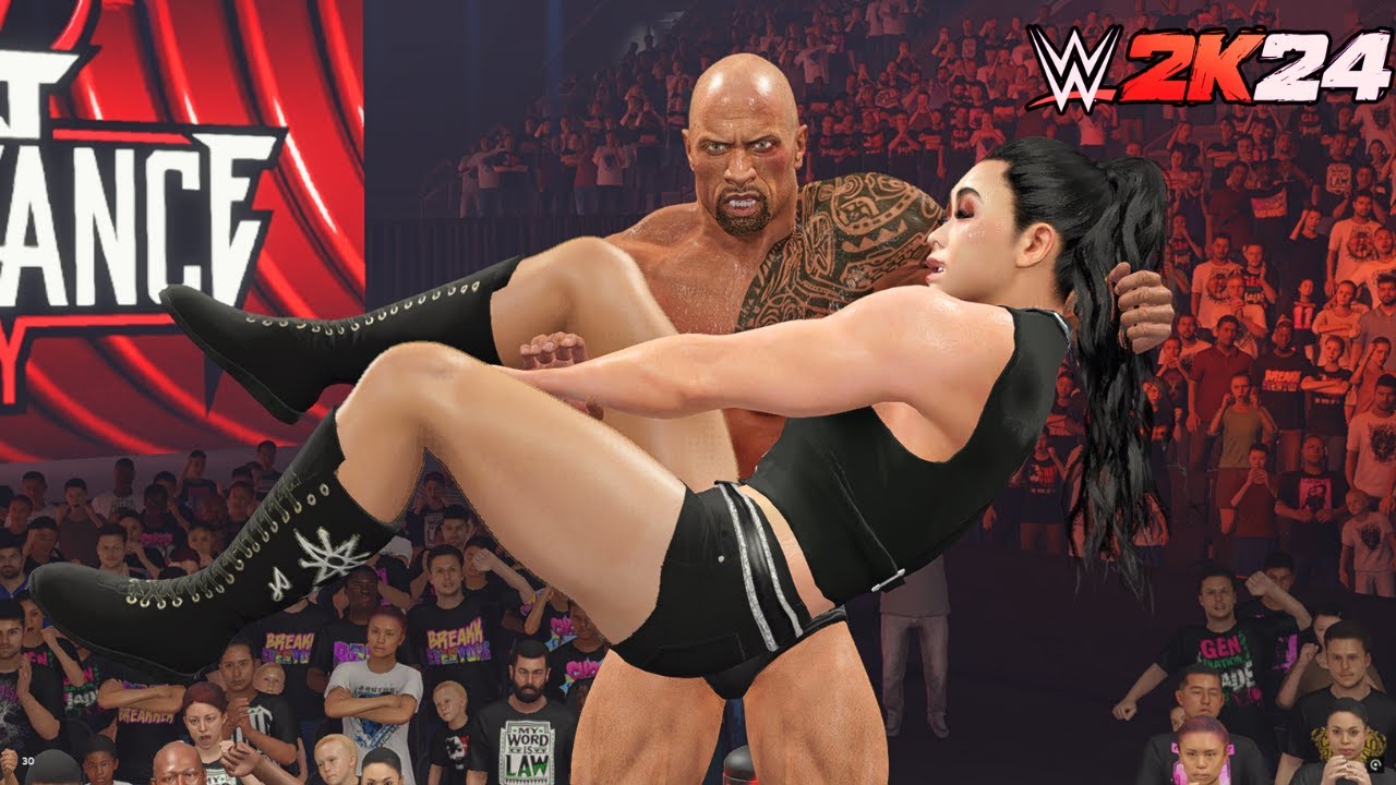 The Rock vs Alex Bishop - No Disqualification Match Full Gameplay | WWE 2K24