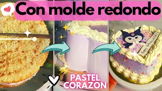 PASTEL FORMA de CORAZON 💜 Con molde REDONDO 💡 Idea de DECORACION y TIPS